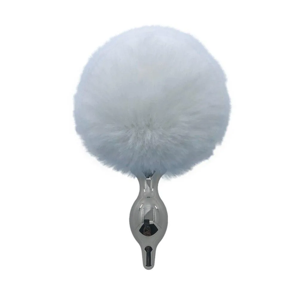 3 Bunny Tail Plug Silicone Metal and Frosted 2 Colors Metal