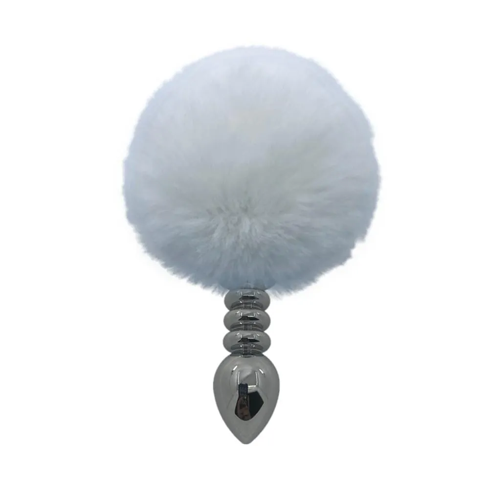 3 Bunny Tail Plug Silicone Metal and Frosted 2 Colors Metal