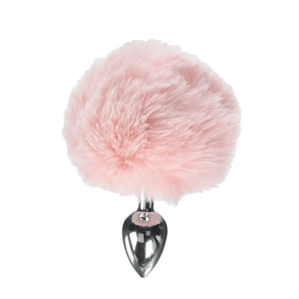 3 Pink Bunny Tail Plug Metal. 3 Sizes