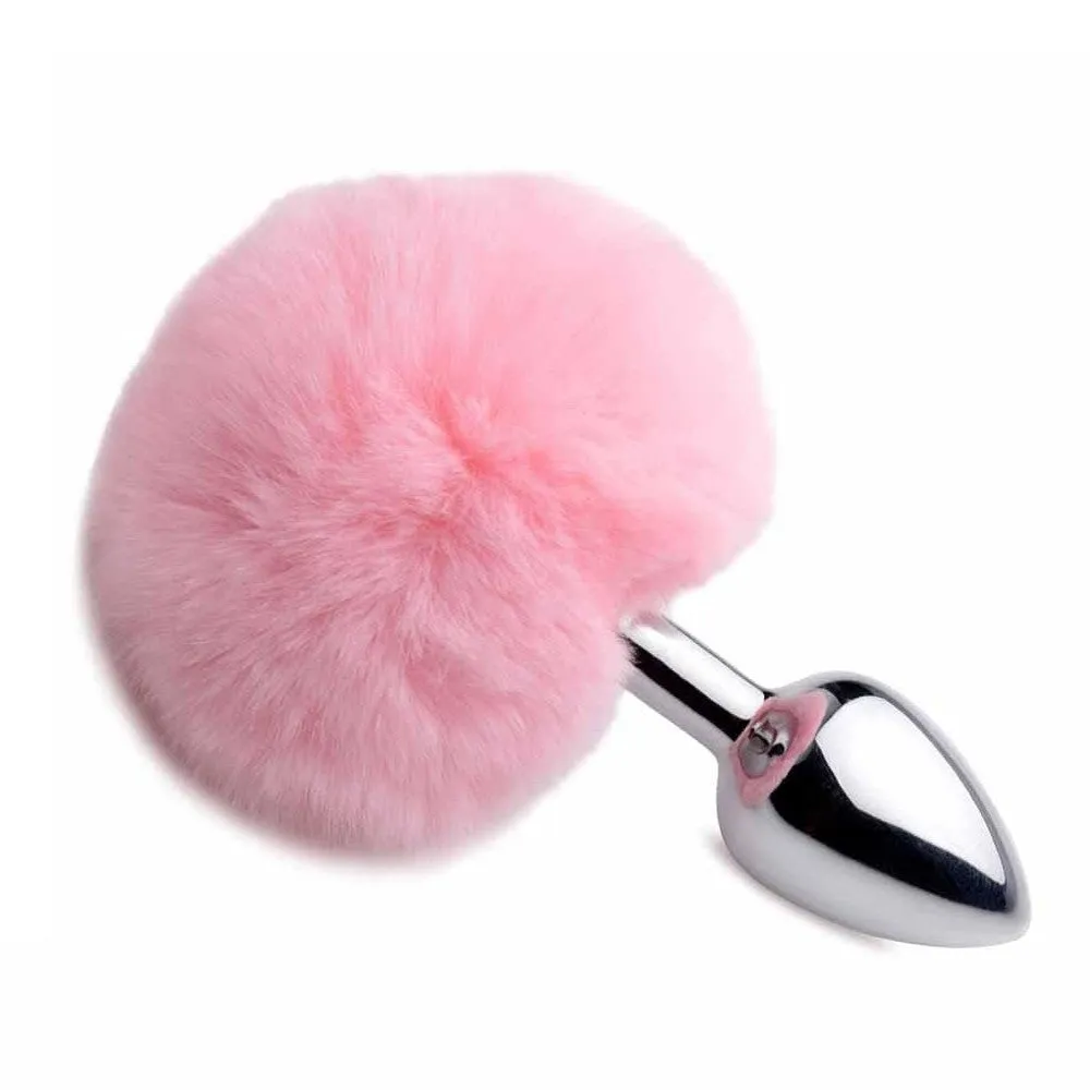 3 Pink Bunny Tail Plug Metal. 3 Sizes
