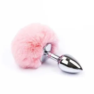 3 Pink Bunny Tail Plug Metal. 3 Sizes