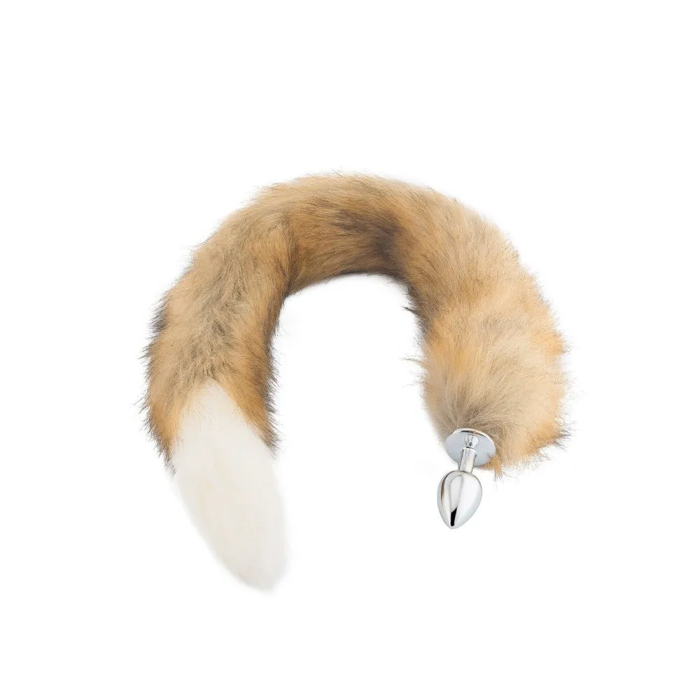 32 Brown With White Fox Tail Plug