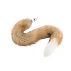32 Brown With White Fox Tail Plug