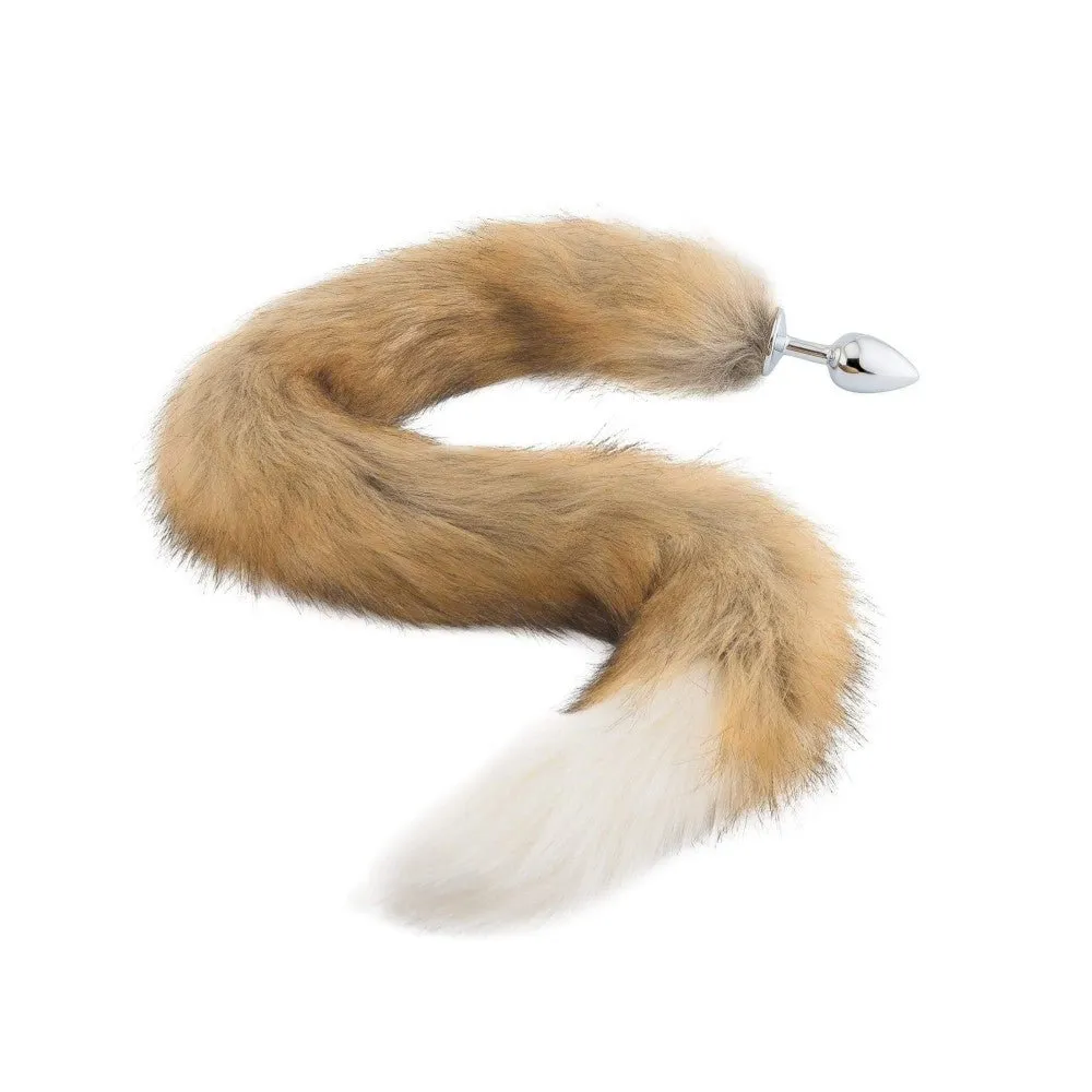 32 Brown With White Fox Tail Plug