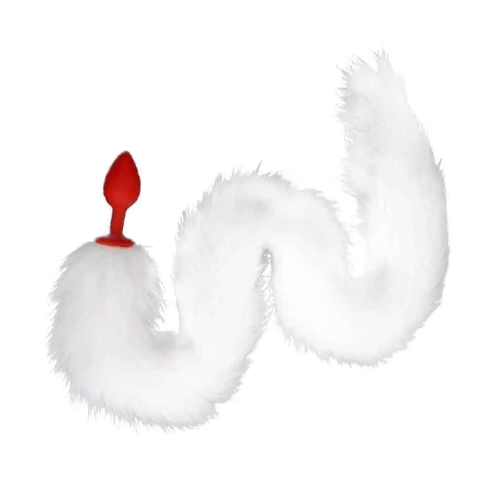 33 White Cat Tail Silicone Plug