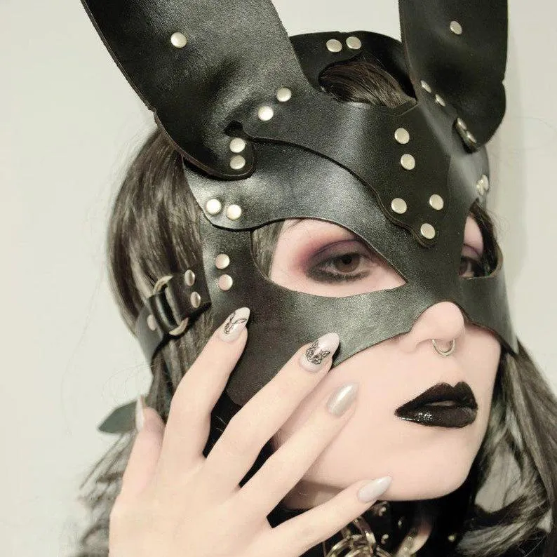 Adjustable Faux leather Blindfolds with Ear