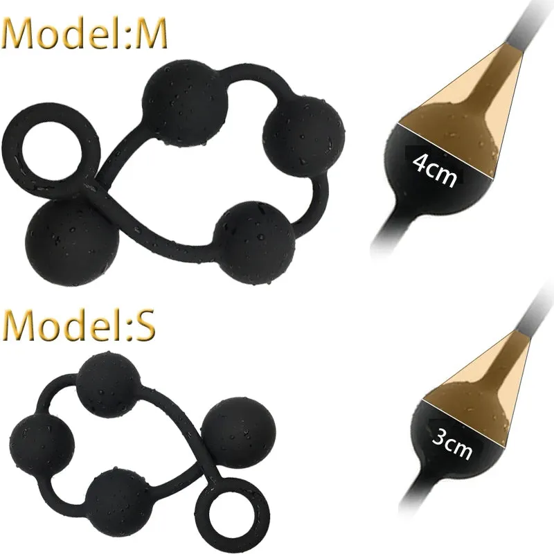 Anal Beads Butt Plug - Silicone Balls Vagina Anal Sex Toy for Women Men BDSM Games