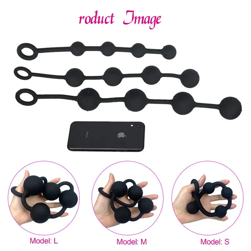 Anal Beads Butt Plug - Silicone Balls Vagina Anal Sex Toy for Women Men BDSM Games