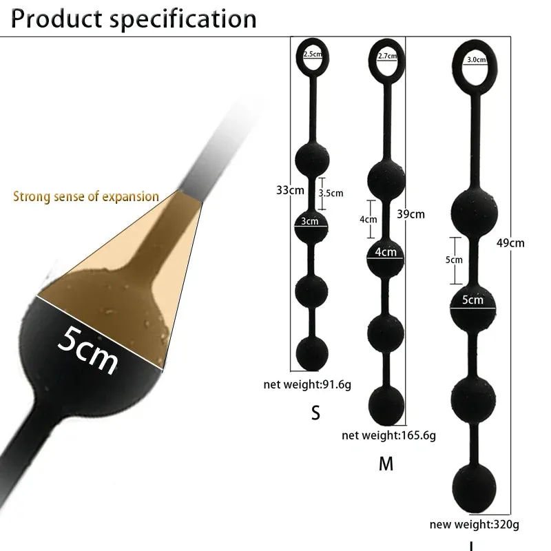 Anal Beads Butt Plug - Silicone Balls Vagina Anal Sex Toy for Women Men BDSM Games