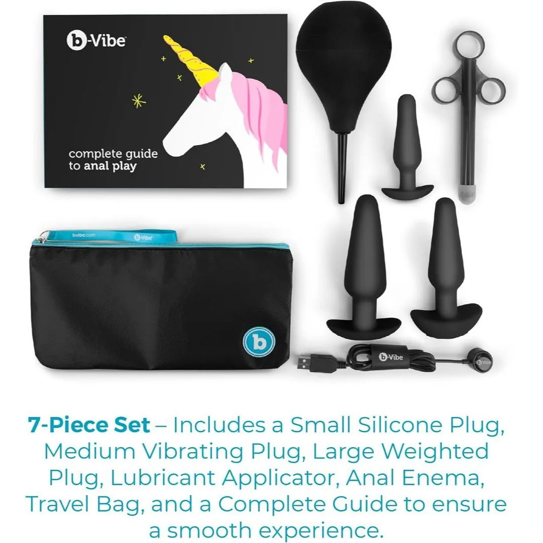 B-Vibe Anal Training Set of 3 Butt Plugs - Black