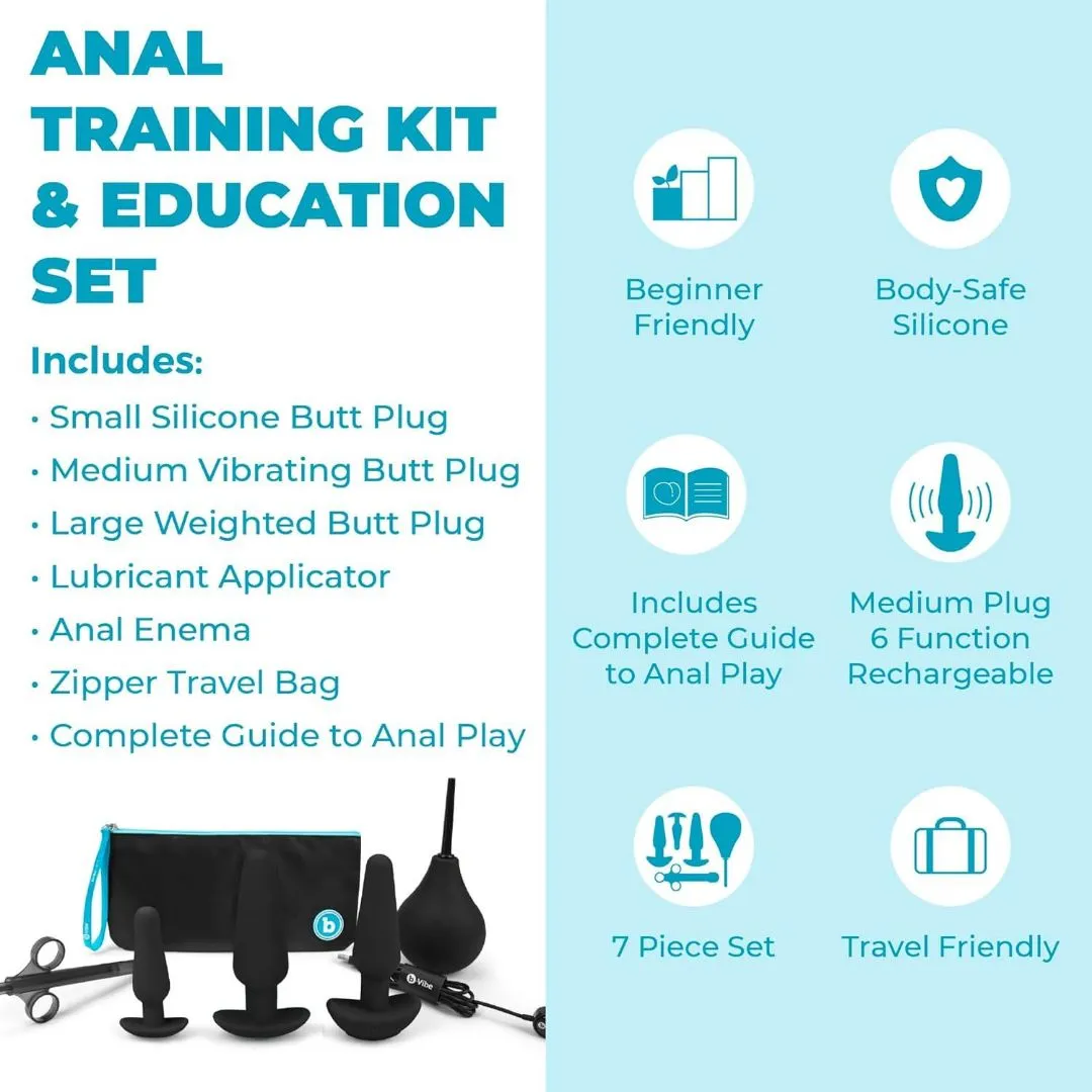 B-Vibe Anal Training Set of 3 Butt Plugs - Black