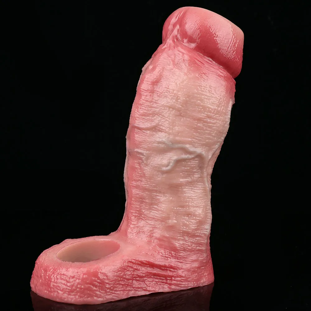 Big Girthy Realistic Cock Sleeve Sheath - Hollow Penis Sheath Extender Sex Toys for Men