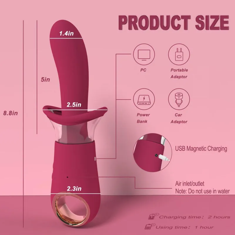 Big Tongue G Spot Vibrator - Mouth Suction Cup Clit Stimulator Female Sex Toys