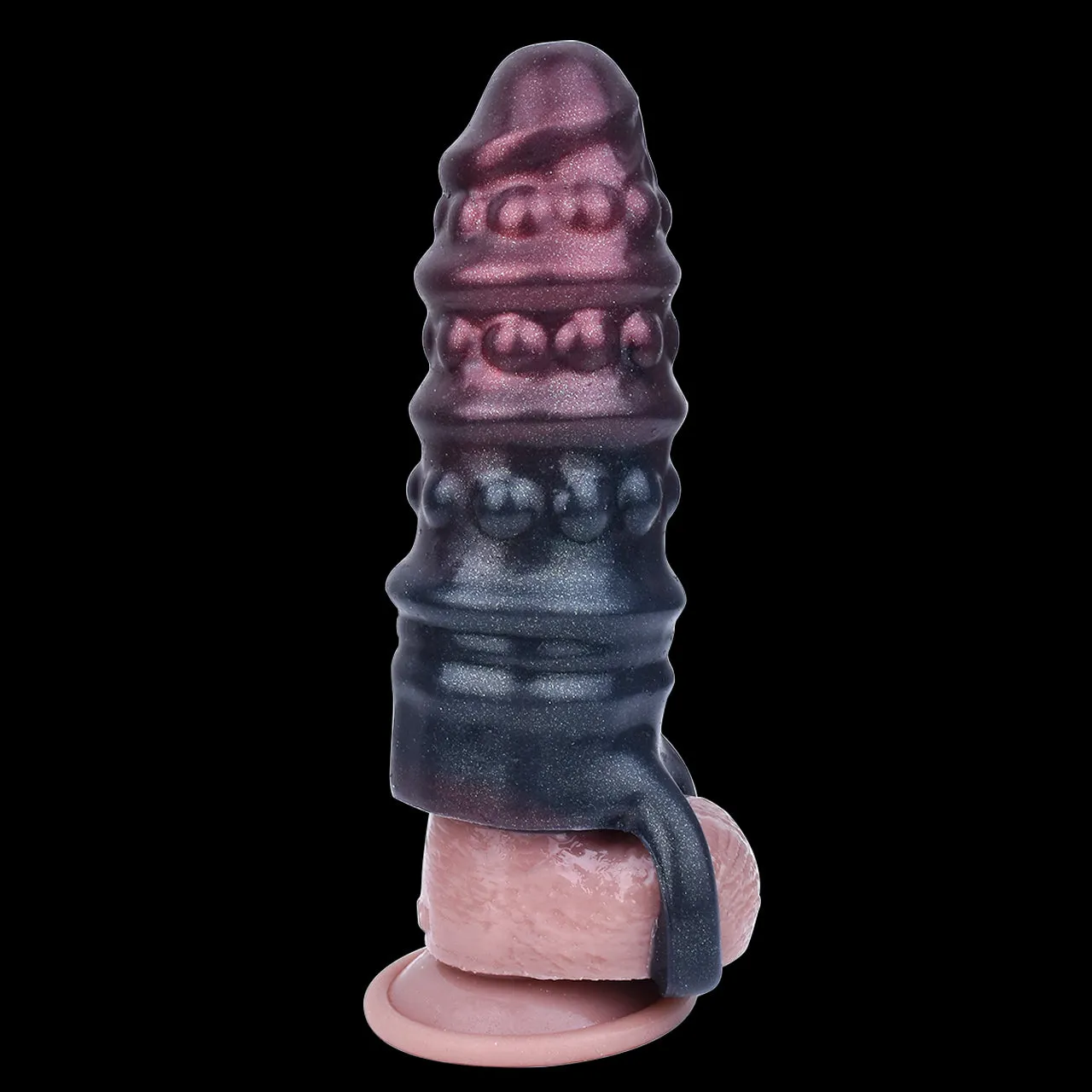 Black Warrior Cock Sleeve Sheath Extender - Stretchy Cockring Penissleeve Male Sex Toys