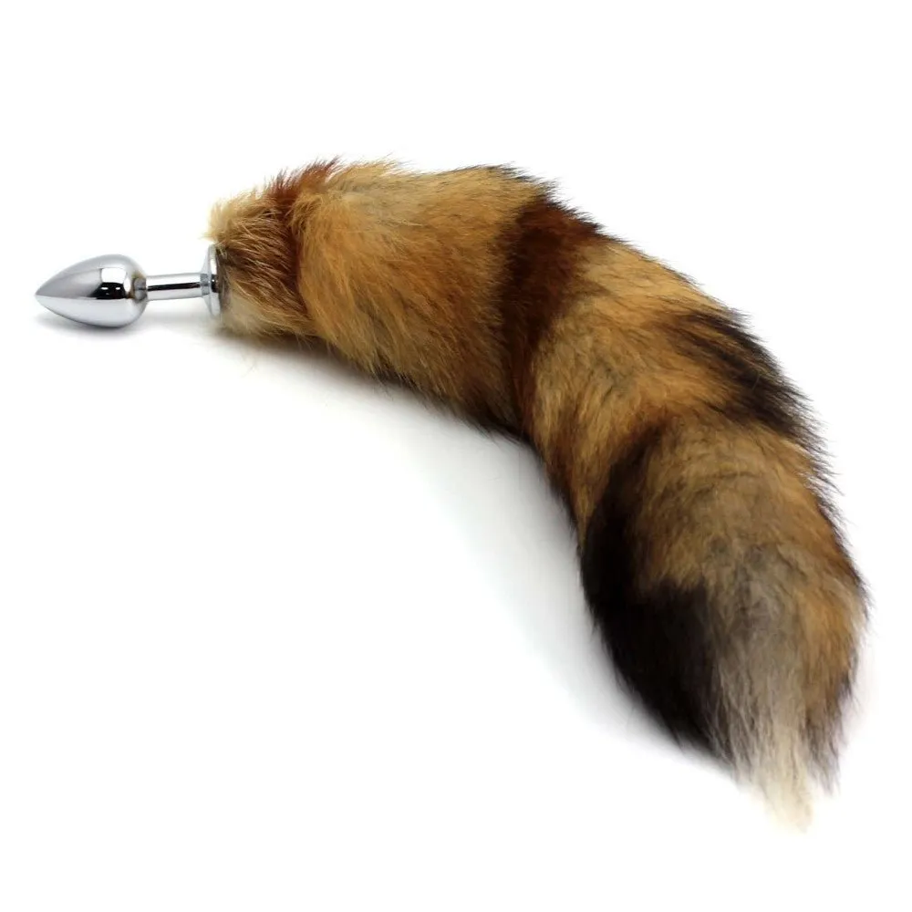 Brown Fox Tail Stainless Steel Plug
