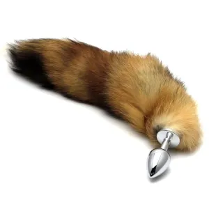 Brown Fox Tail Stainless Steel Plug