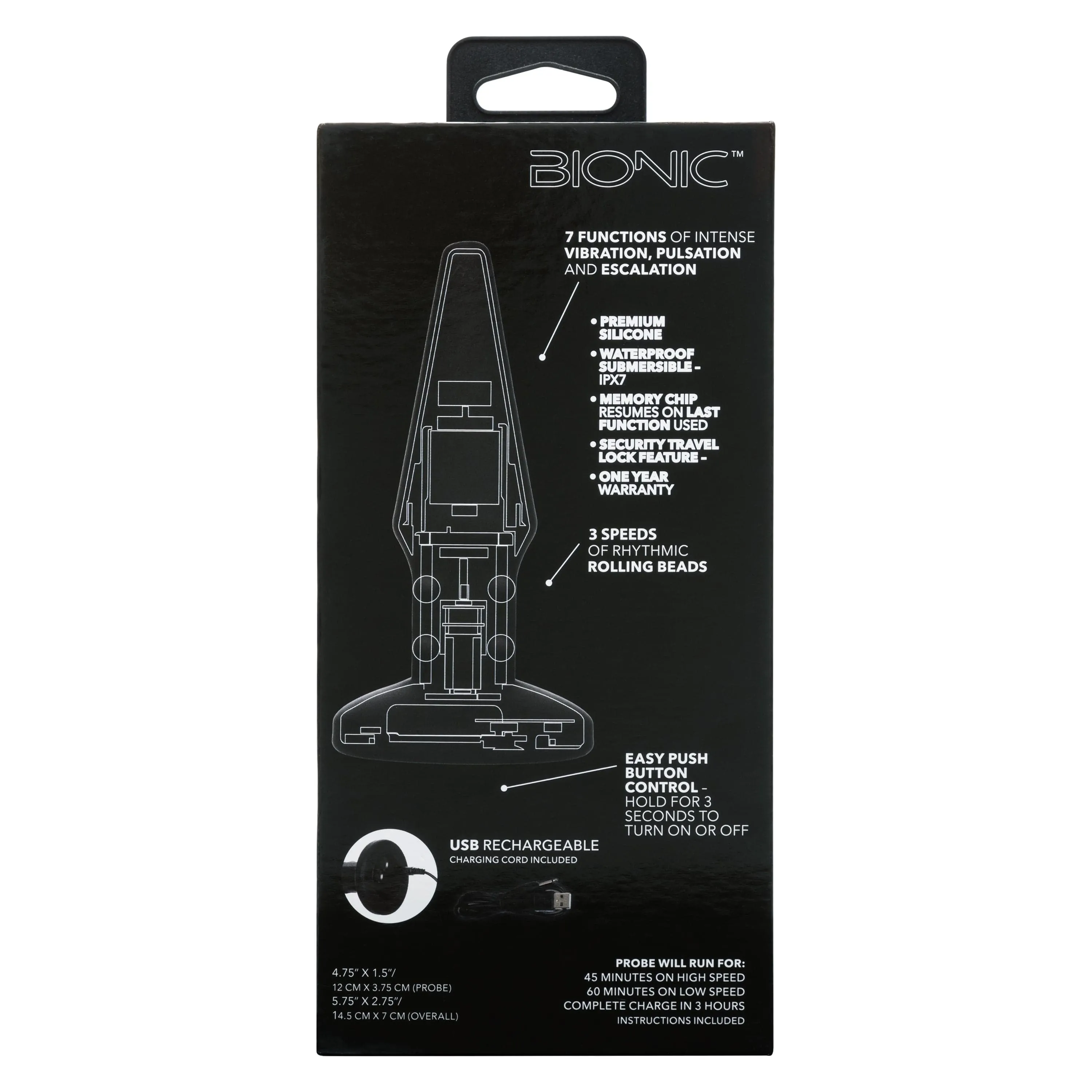 California Exotics - Bionic Beaded Rimming Probe Massager (Black)