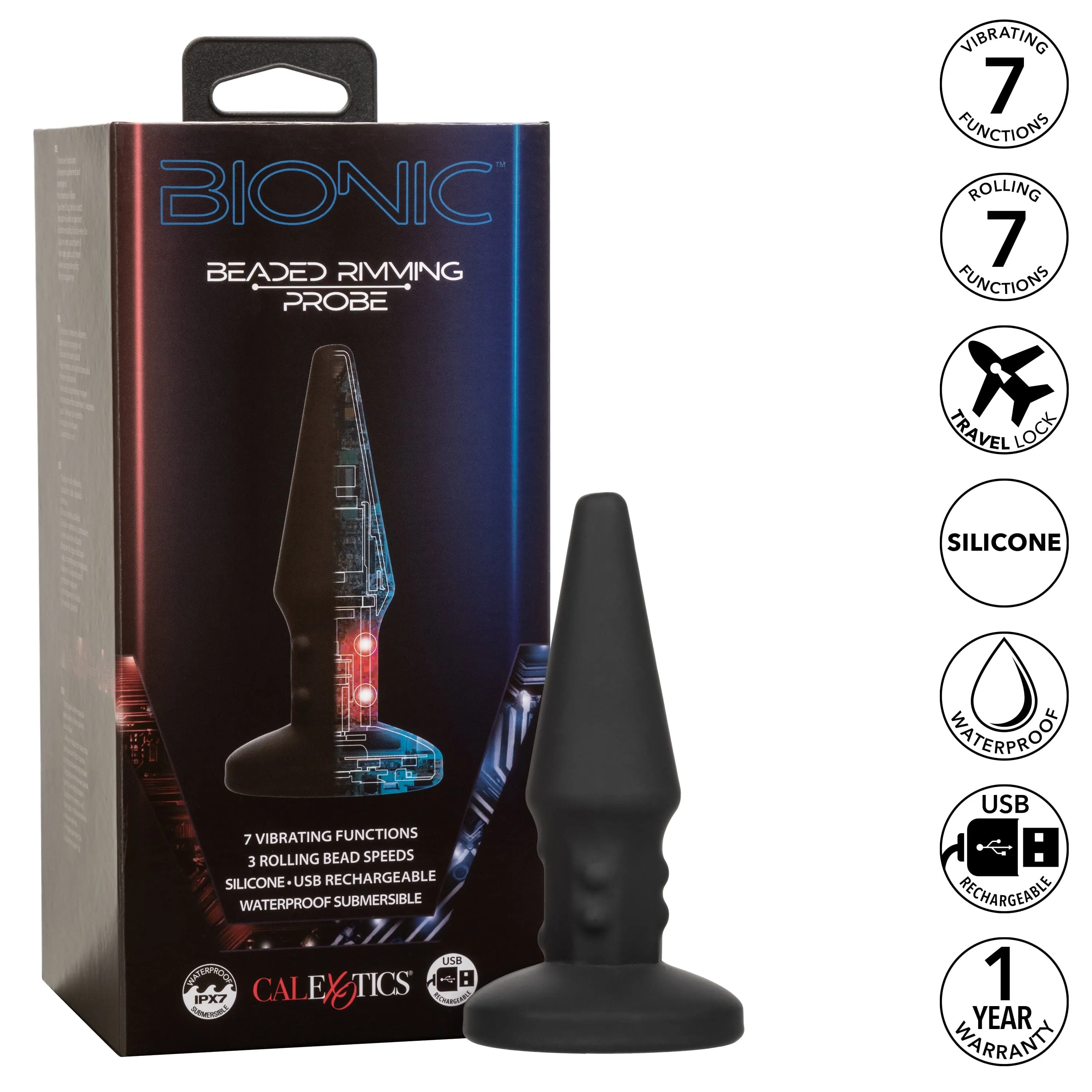 California Exotics - Bionic Beaded Rimming Probe Massager (Black)