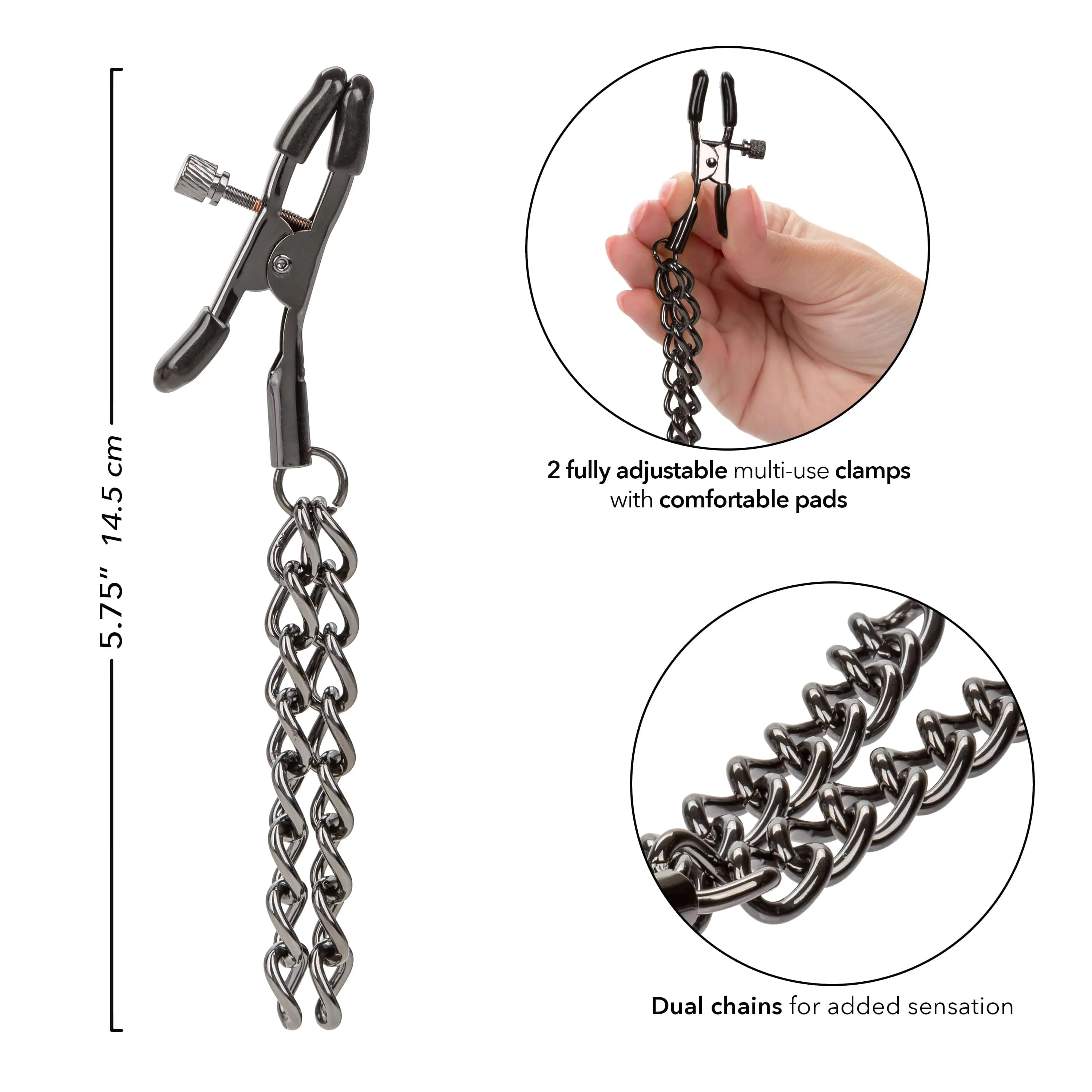 California Exotics - Euphoria Collection Chain Nipple Clamps (Black)