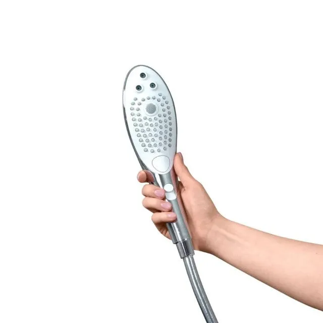 Cap de duș stimulator WOMANIZER Wave Chrome. pentru stimularea clitorisului. 3 tipuri de jet. 2 intensități. argintiu