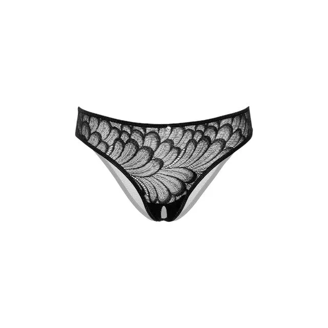 Chilot sexy DARING INTIMATES Lauren Crotchless Hiphugger. design cu dantelă delicată și plasă. culoare negru. mărime S/M. model 76238