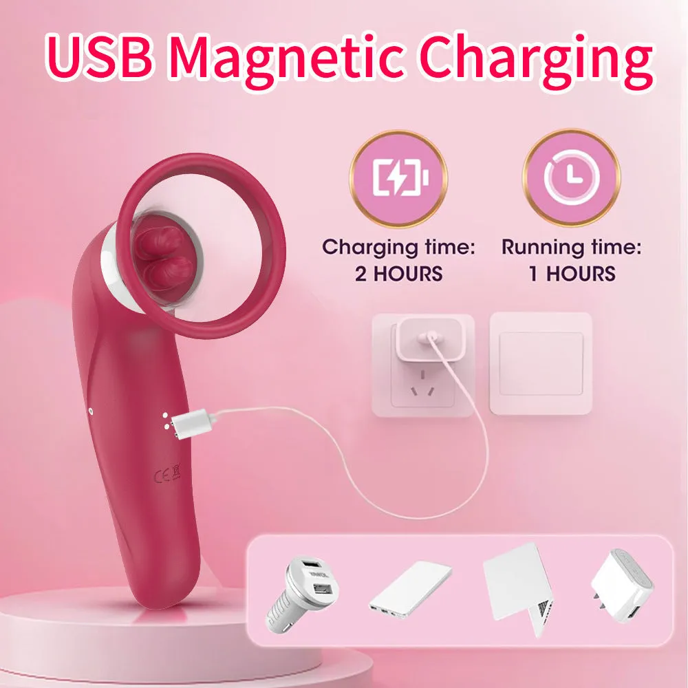 Clit Nipple Clamps Women Vibrator - Removable Mouth Suction Cup Clitoral Stimulator