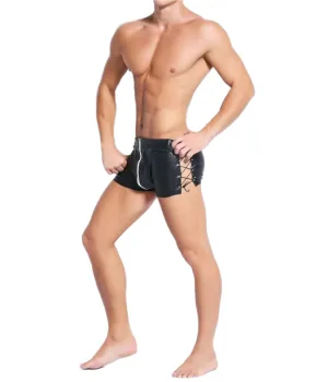 Come Closer Sexy Briefs |  Faux Leather | Zipper |  Lace Up Short