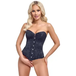 Corset sexy COTELLI PARTY Corsage. pentru jocuri erotice și roleplay. din material catifelat cu broderie florală. culoare negru. mărime L
