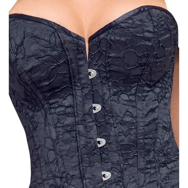 Corset sexy COTELLI PARTY Corsage. pentru jocuri erotice și roleplay. din material catifelat cu broderie florală. culoare negru. mărime L