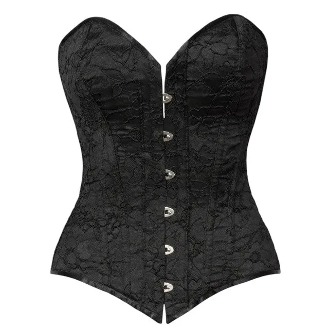 Corset sexy COTELLI PARTY Corsage. pentru jocuri erotice și roleplay. din material catifelat cu broderie florală. culoare negru. mărime S