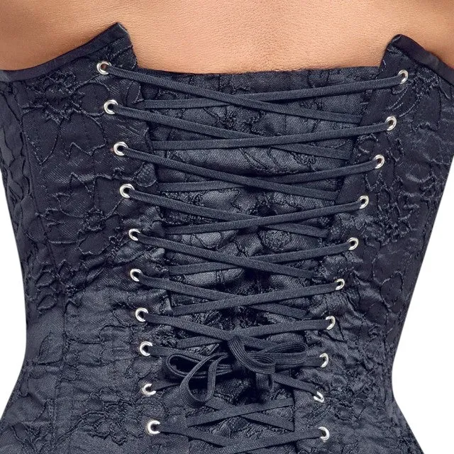 Corset sexy COTELLI PARTY Corsage. pentru jocuri erotice și roleplay. din material catifelat cu broderie florală. culoare negru. mărime S