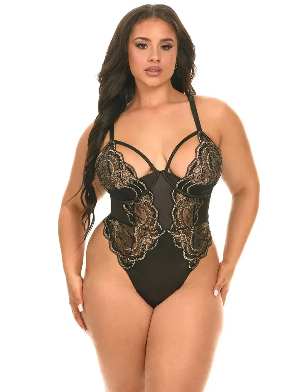 Dakota Underwire Shelf Cup Teddy w. Satin Inserts