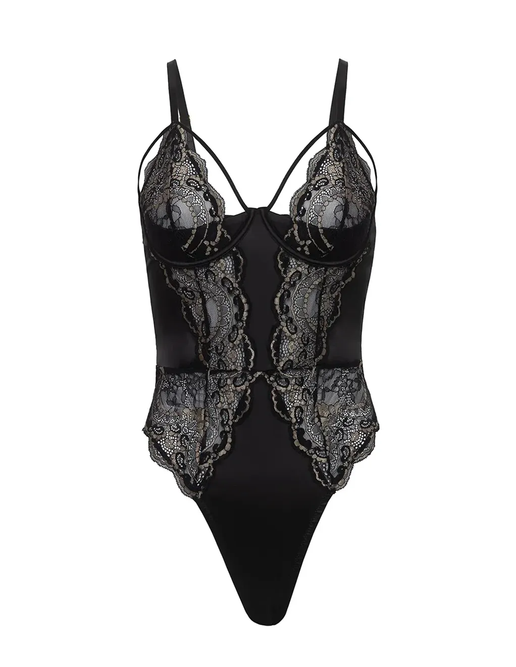 Dakota Underwire Shelf Cup Teddy w. Satin Inserts