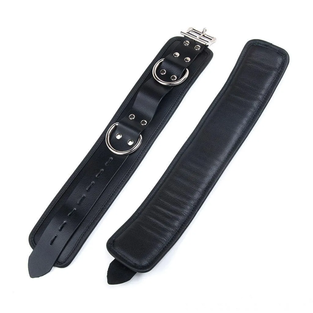 Deluxe Padded Leather Ankle Restraints w/ D Rings