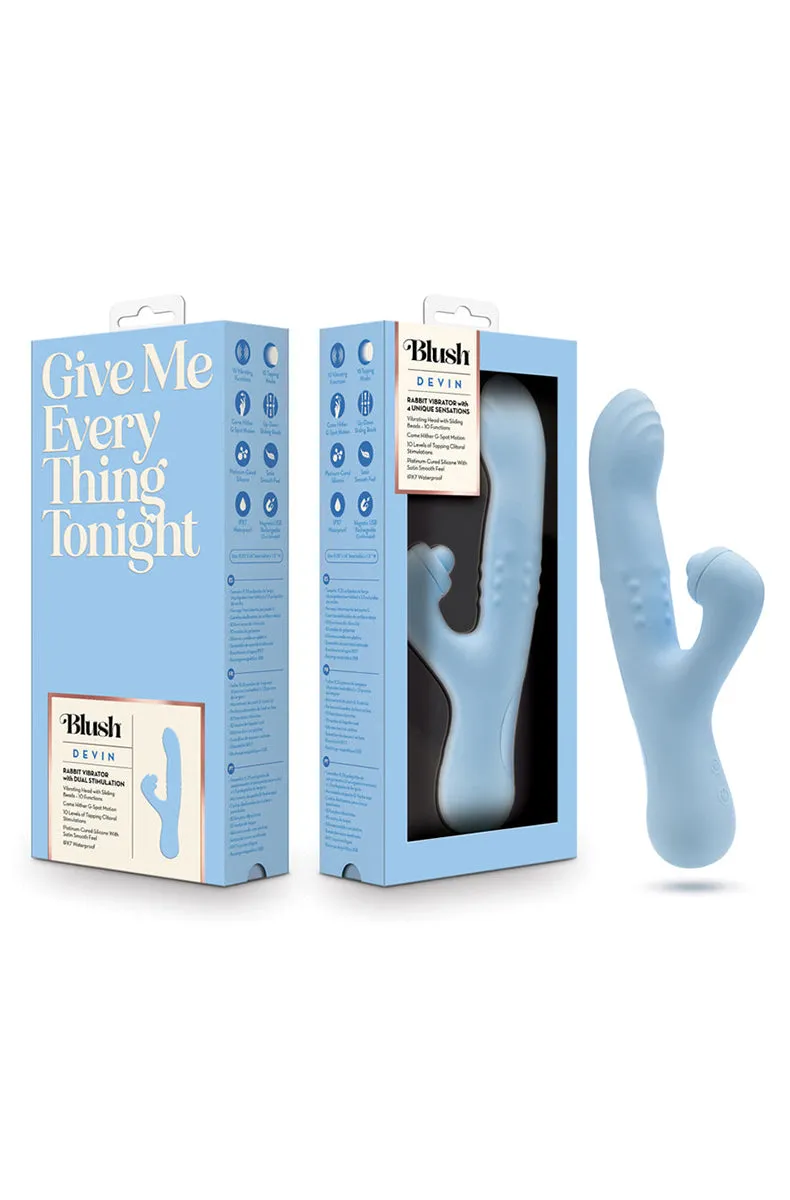 Devin Blue Silicone Massaging Beads Vibrator