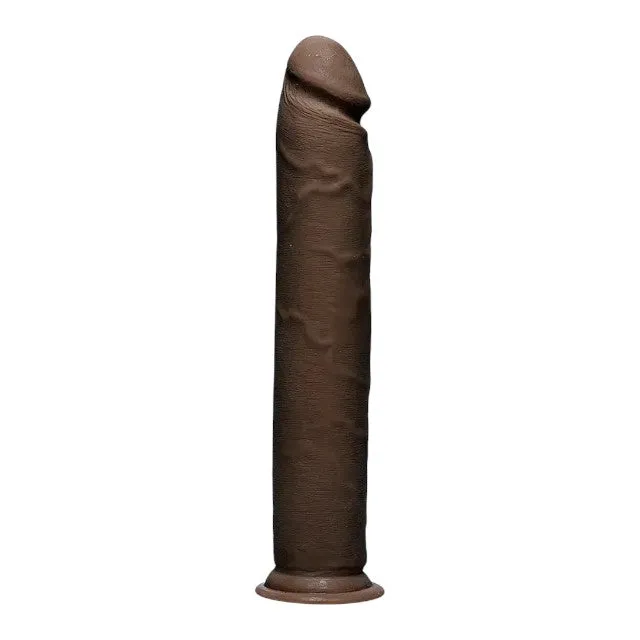 Dildo realist DOC JOHNSON THE D - Dual Density. bază cu ventuză pentru fixare. lungime 30 cm. culoarea maro