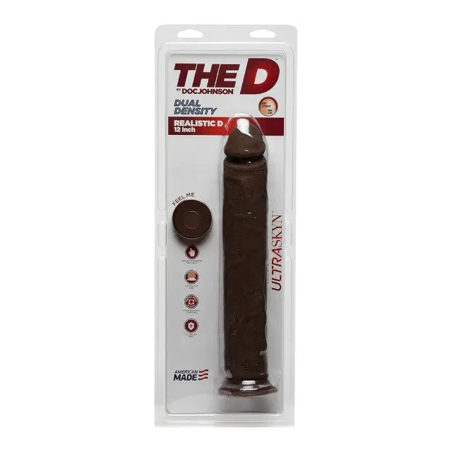Dildo realist DOC JOHNSON THE D - Dual Density. bază cu ventuză pentru fixare. lungime 30 cm. culoarea maro