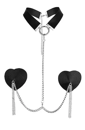 Dom Leather Collar & Pasties
