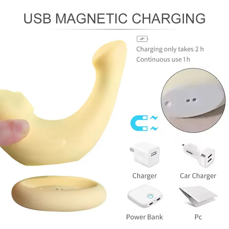 Double End Clit Sucker Anal Dildo Vibrator - Dolphin Women Gifts Wireless Charging