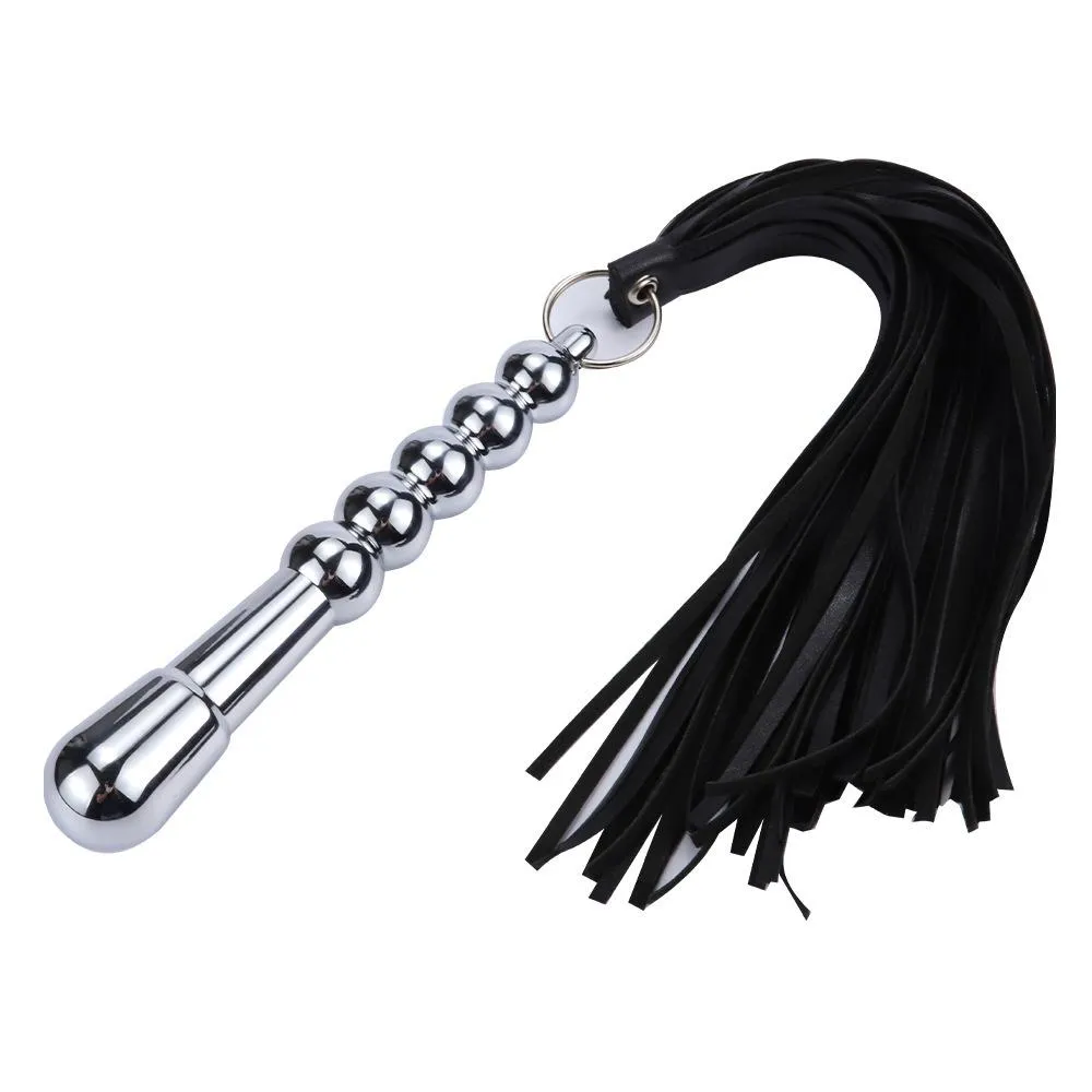 Double Ended Body Tickler Ball Chain Whip with Anal Beads