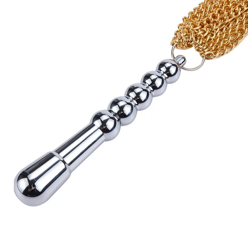 Double Ended Body Tickler Ball Chain Whip with Anal Beads