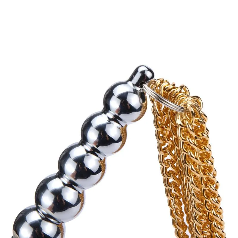 Double Ended Body Tickler Ball Chain Whip with Anal Beads
