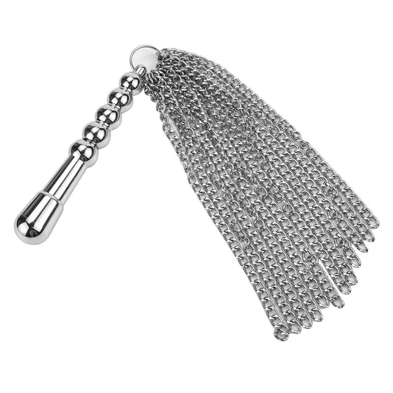 Double Ended Body Tickler Ball Chain Whip with Anal Beads