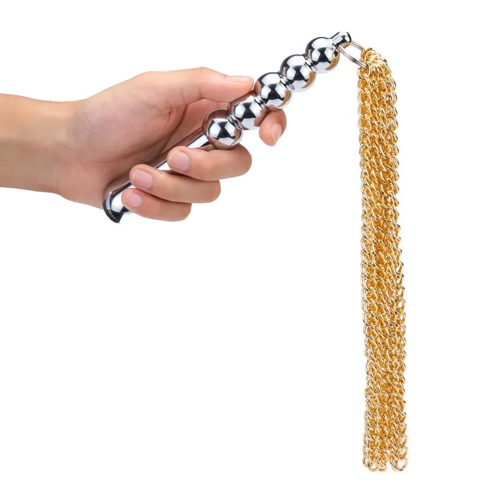 Double Ended Body Tickler Ball Chain Whip with Anal Beads