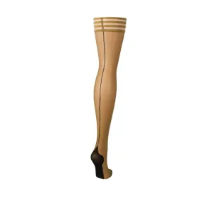 Dresuri sexy KIX'IES RUBY. cu cusătură pe spate și benzi anti-alunecare. culoarea pielii. mărime C (L-XL) (model 1318C)