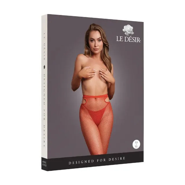 Dresuri tip plasă LE DÉSIR BY SHOTS Shimmering Cut-Out Thights. design cu decupaje pe șolduri și sclipi auriu. culoarea roșu. mărime universală. model C0709