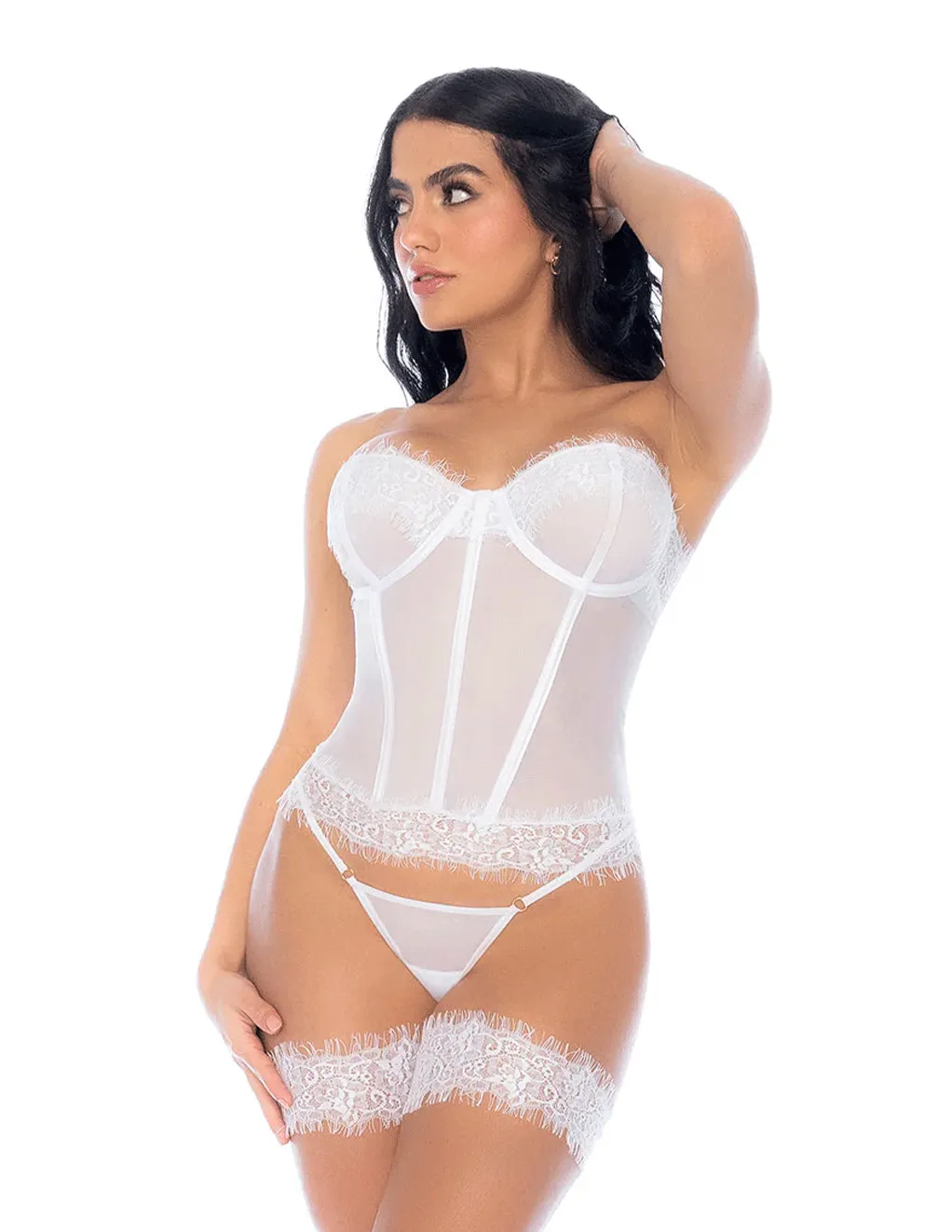 Eyelash Lace Bridal Bustier Set