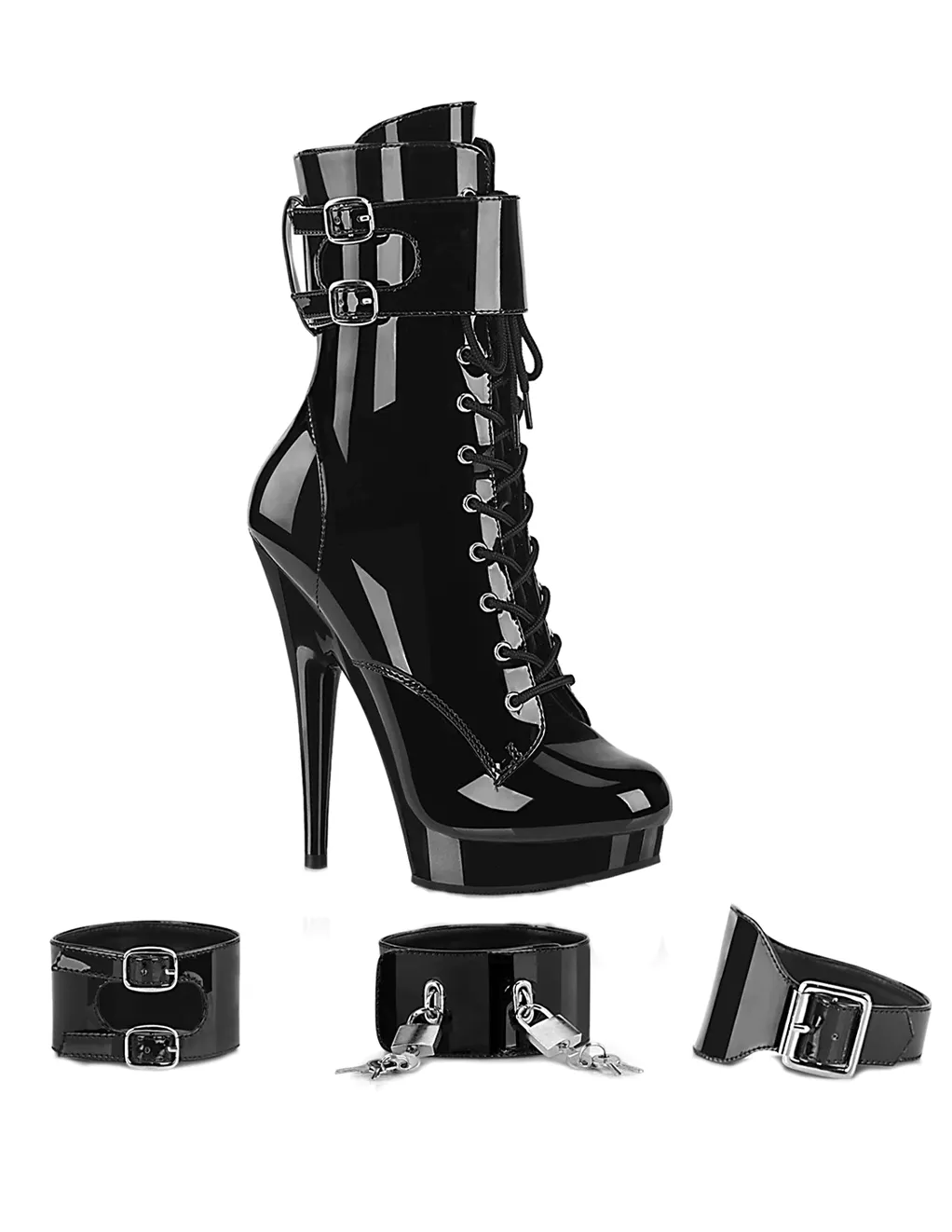 Fabuliciuos Sultry-1023 Lace Up Ankle Boot Heel With Cuffs