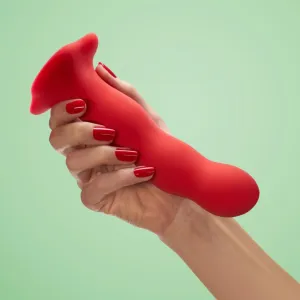 Fun Factory Bouncer Silicone Dildo with Rumbling Balls - Red