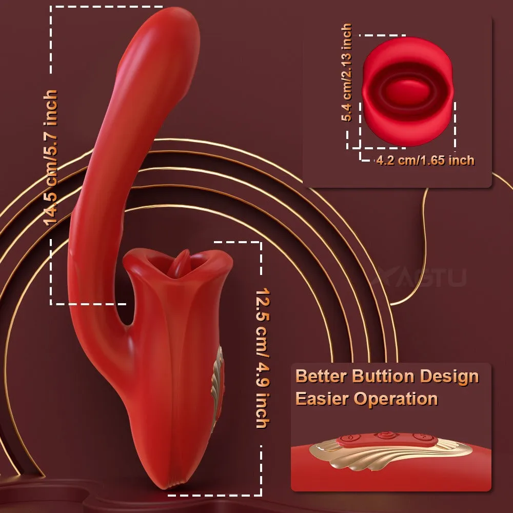 G Spot Vibrator Clit Tongue Oral Sex Toys - Double End Tickle Flapping Women Vibrator